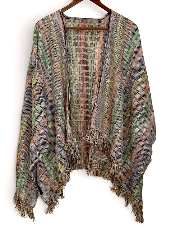 Missoni Accessories - MISSONI Italy Knit Fringe Poncho Wrap Cardigan Open Front Shawl Ruana One Size